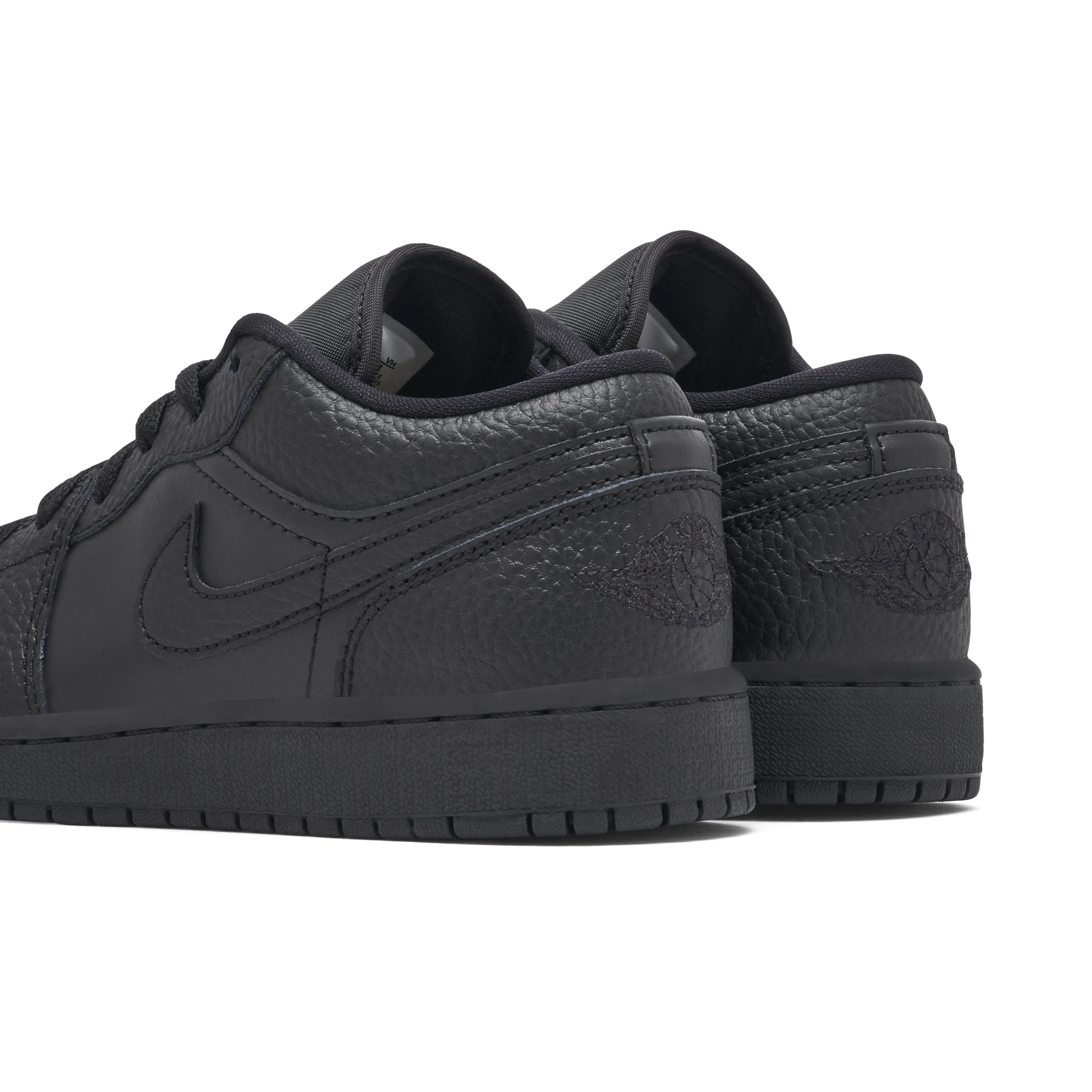 Air Jordan 1 Low Triple Black Tumbled Leather GS - image 3