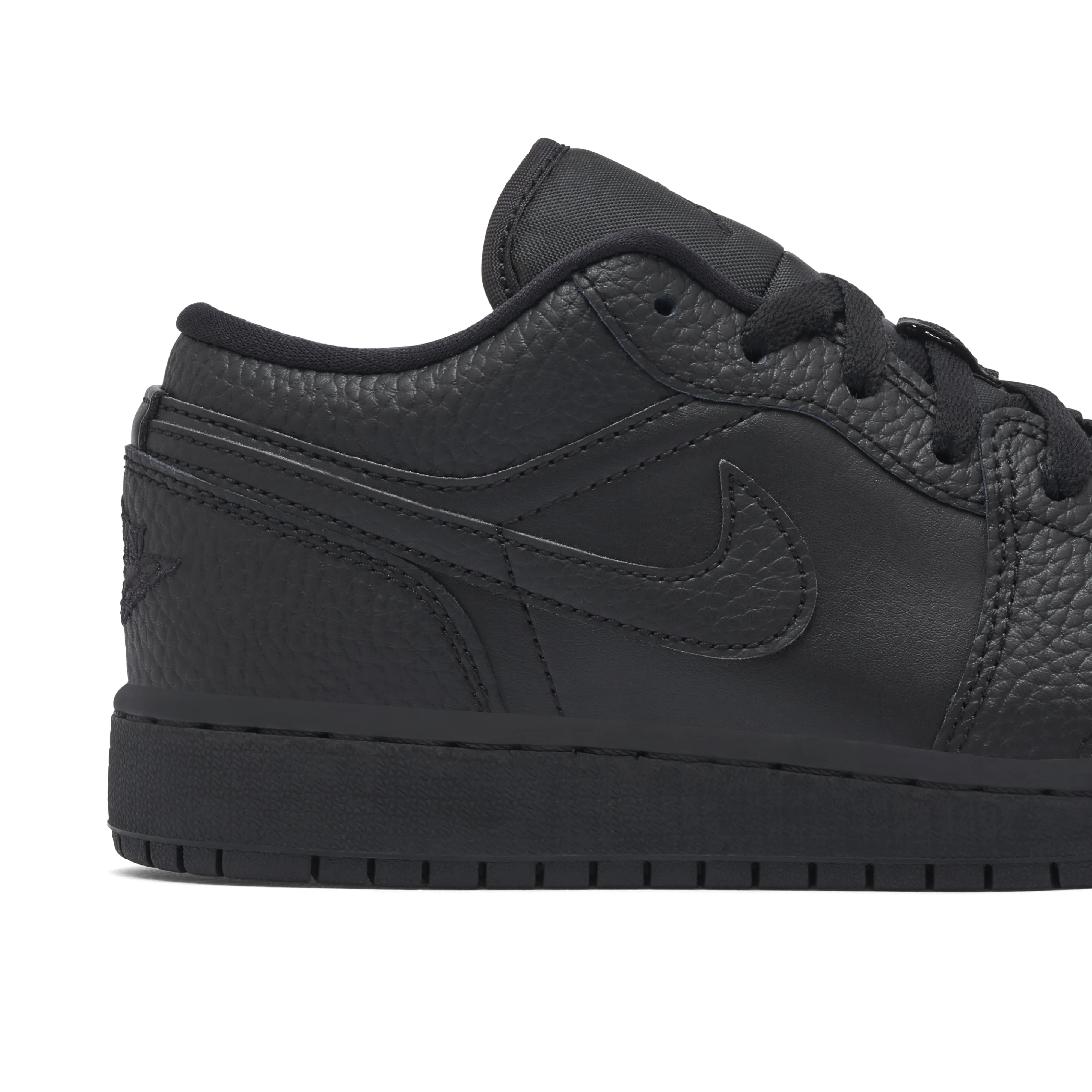 Air Jordan 1 Low Triple Black Tumbled Leather GS - image 4