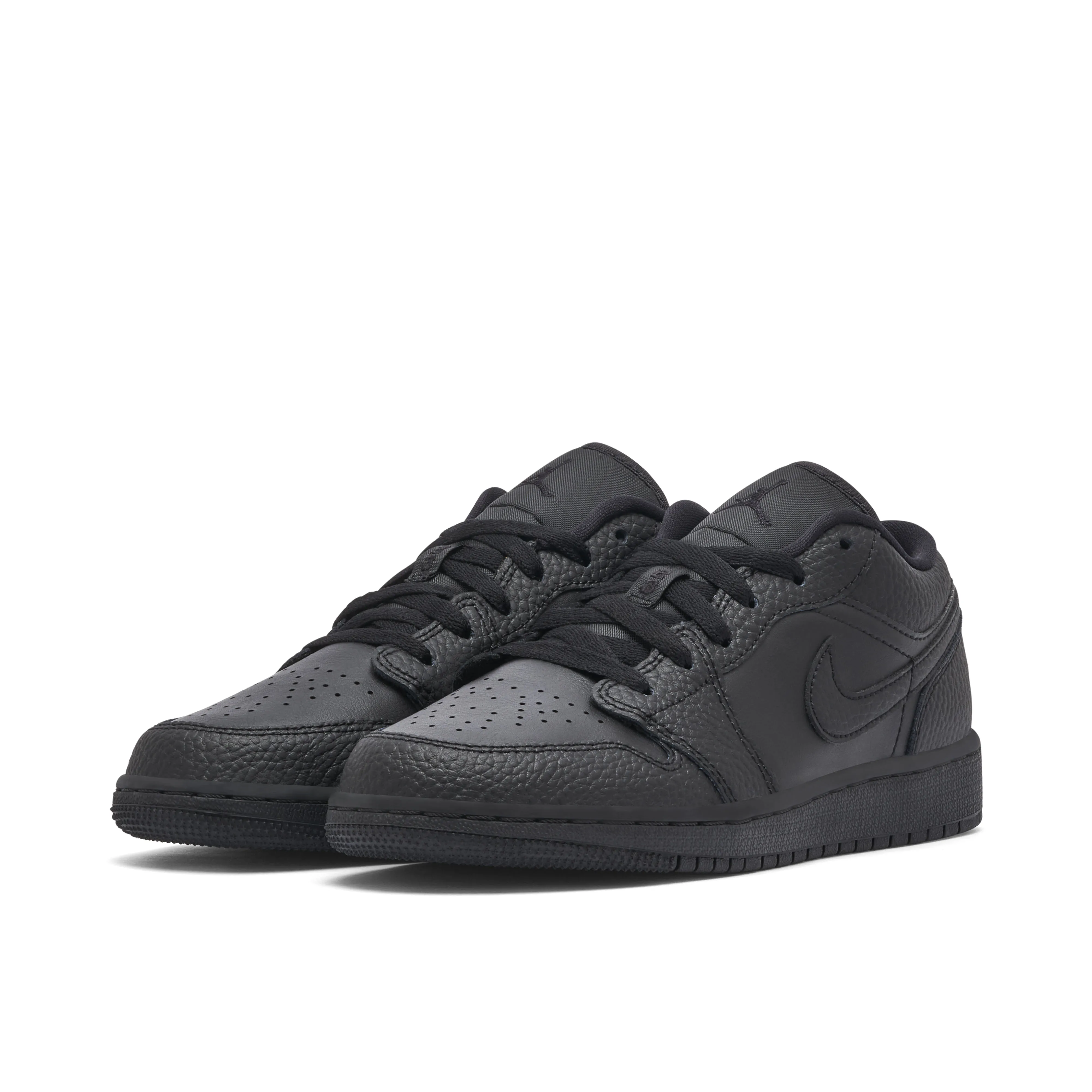 Air Jordan 1 Low Triple Black Tumbled Leather GS - image 6