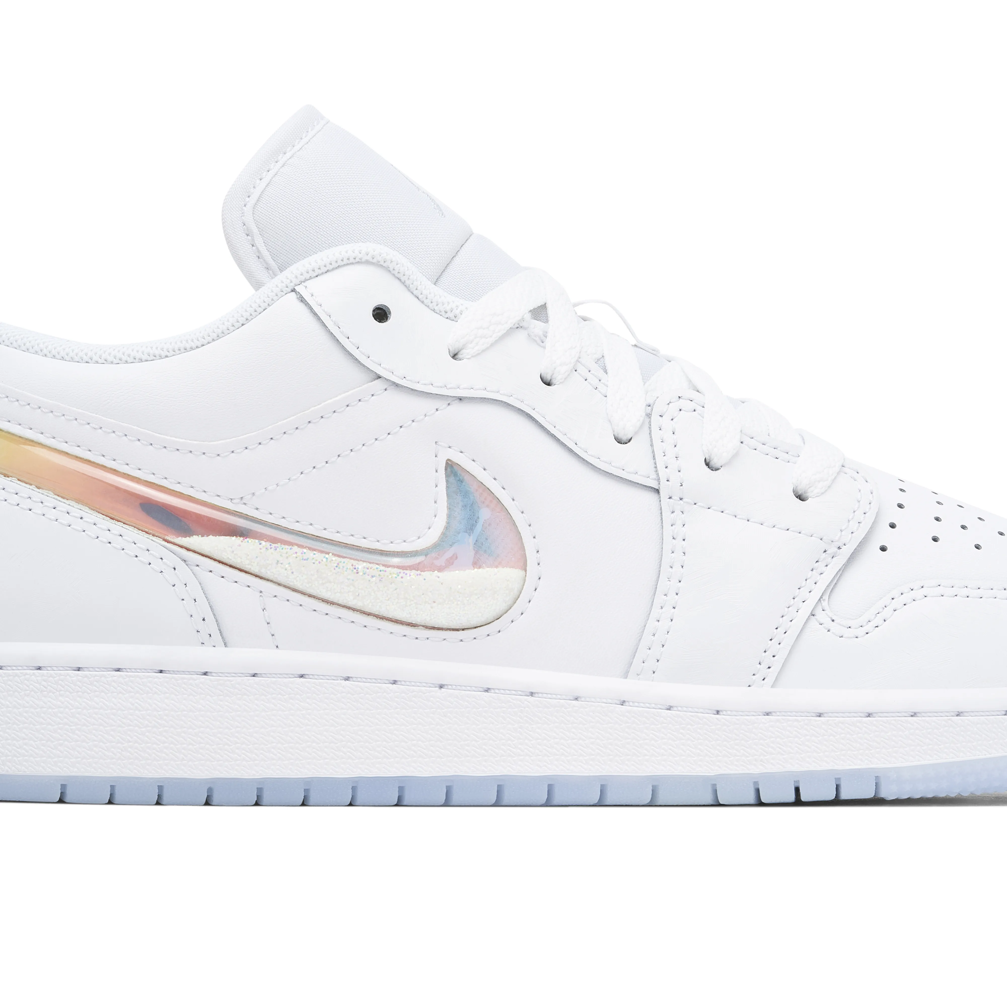 AIr Jordan 1 Low White Iridescent Glitter Swoosh GS - image 4