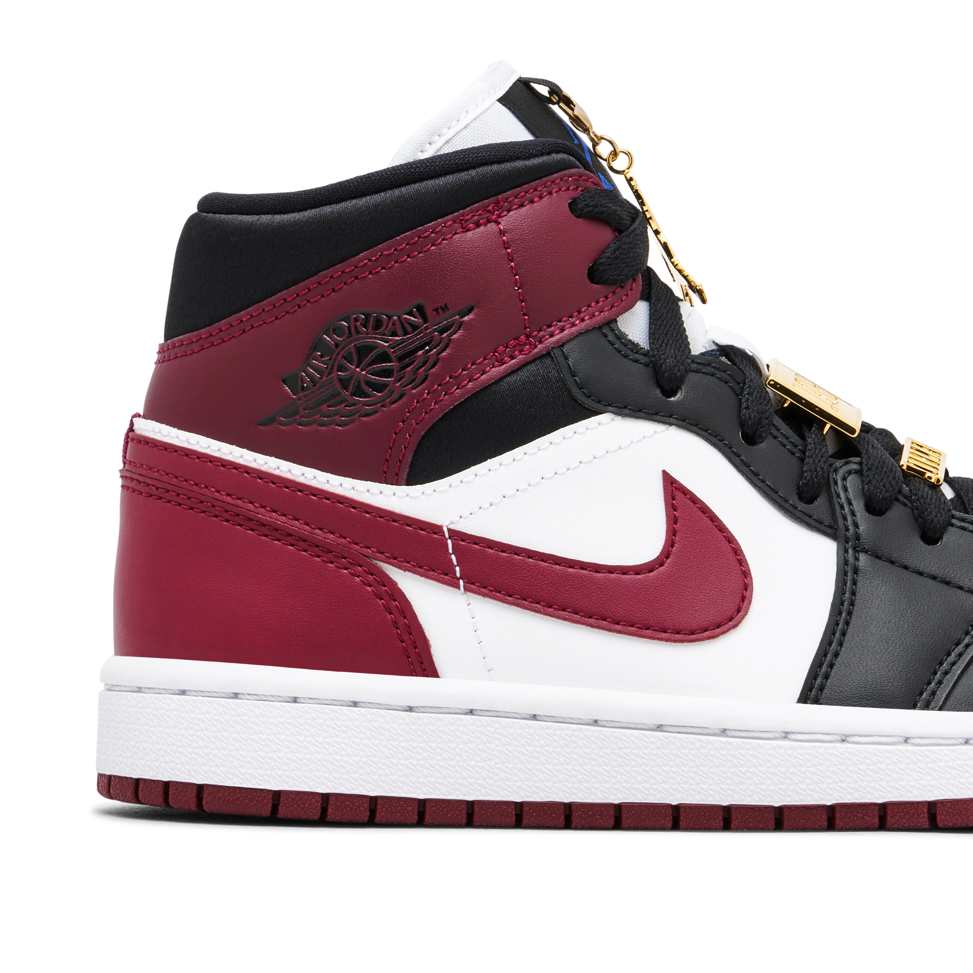 Air Jordan 1 Mid Maroon Black Gold Pendants - image 4