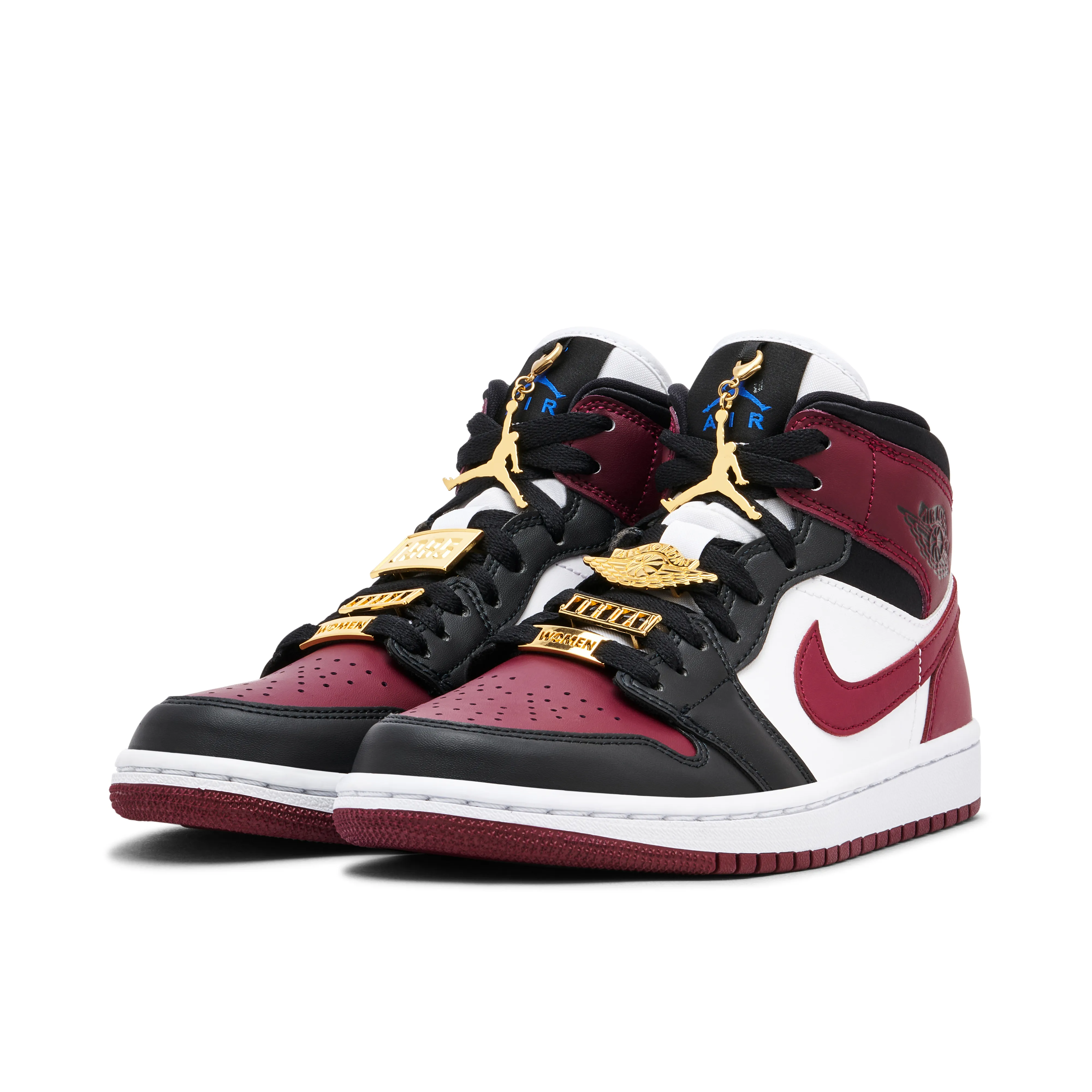 Air Jordan 1 Mid Maroon Black Gold Pendants - image 6
