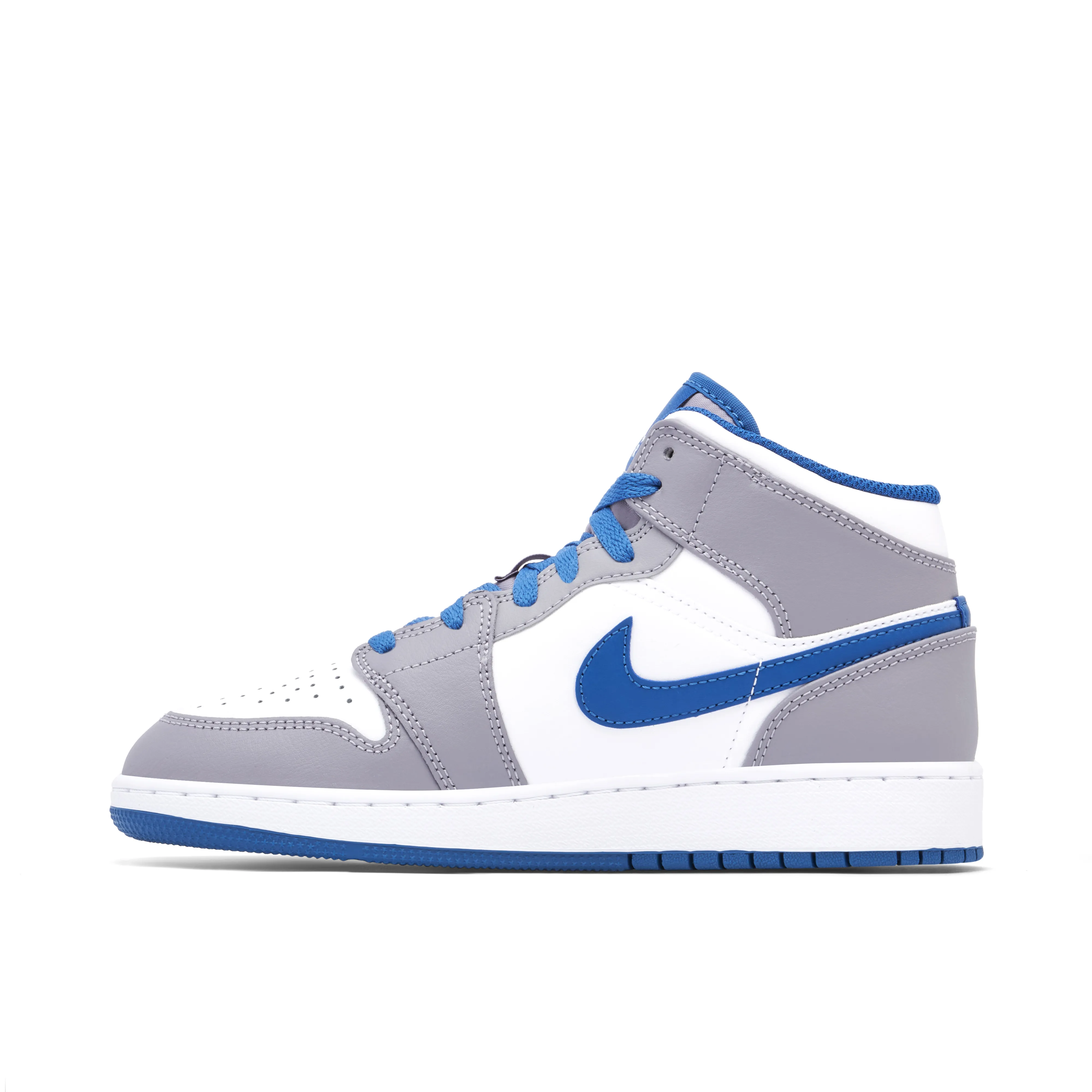 Air Jordan 1 Mid White True Blue Grey GS - image 2
