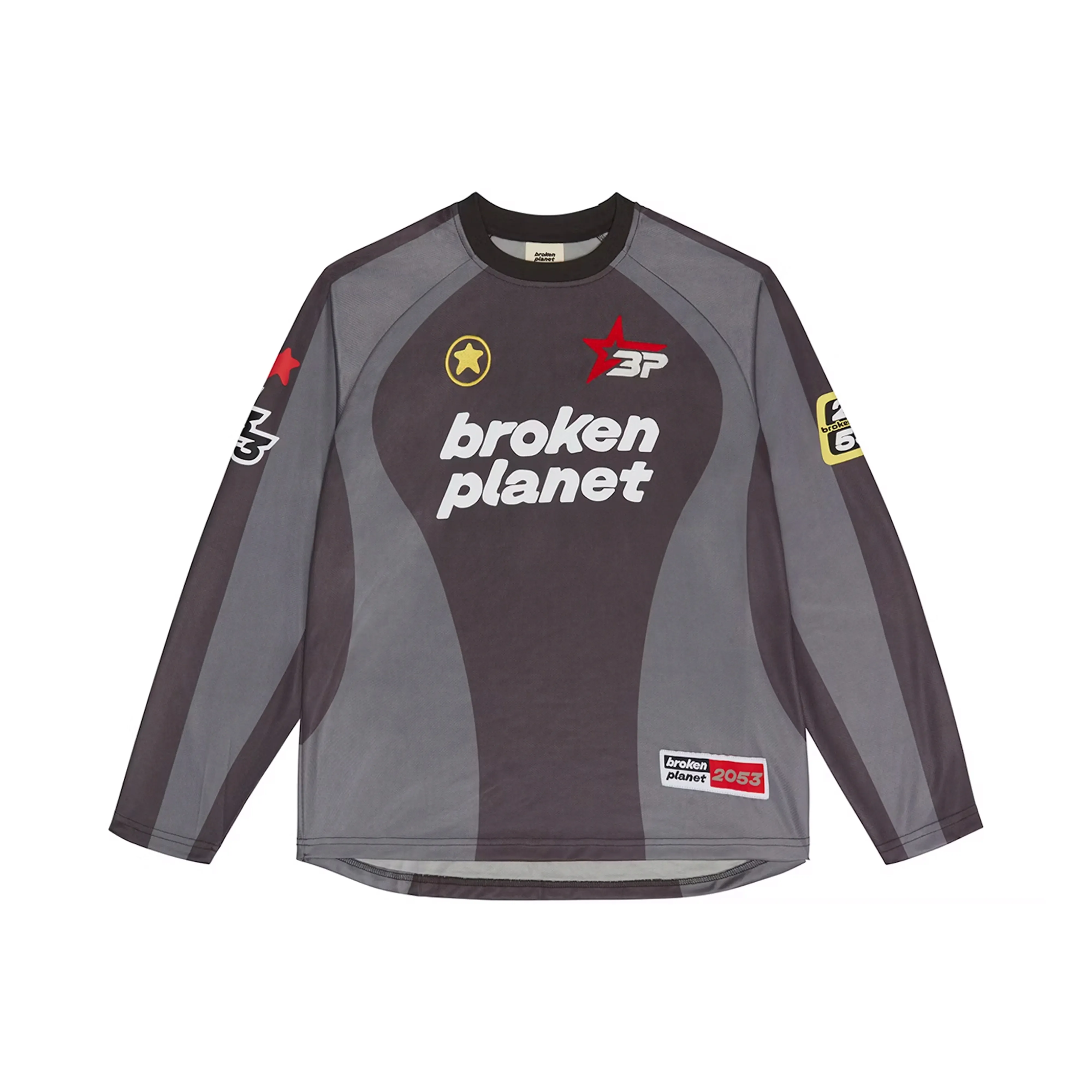 Broken Planet Football Long Sleeve Tee Black/Gray