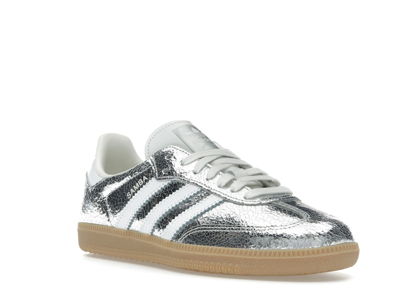 adidas Samba OG Silver Metallic Cracked Leather (Women's) - image 6