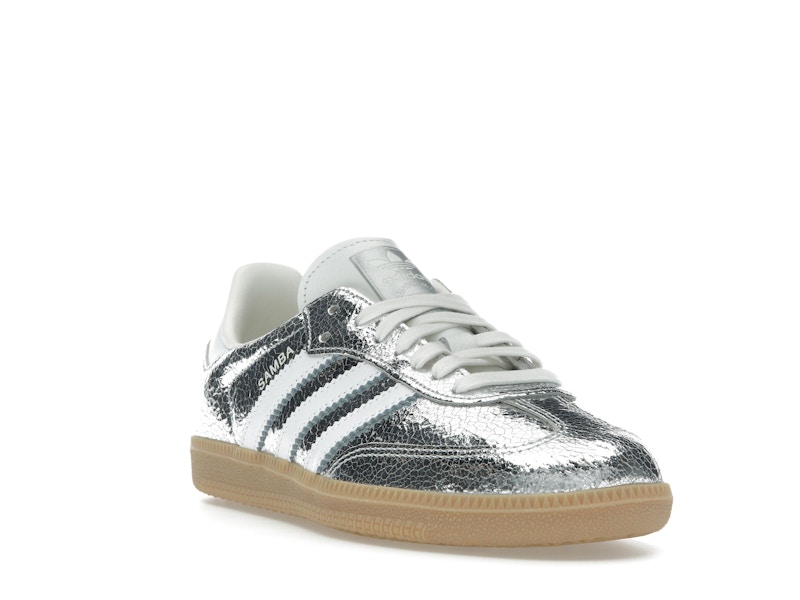 adidas Samba OG Silver Metallic Cracked Leather (Women's) - image 7