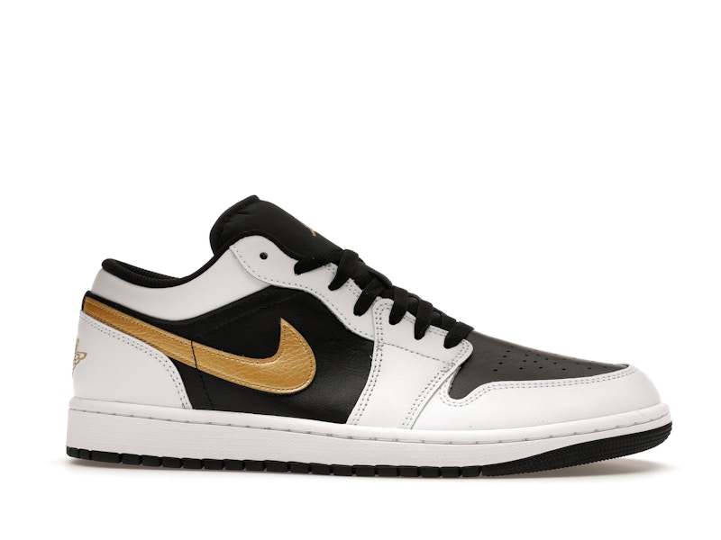 Jordan 1 Low White Black Metallic Gold Swoosh - image 2