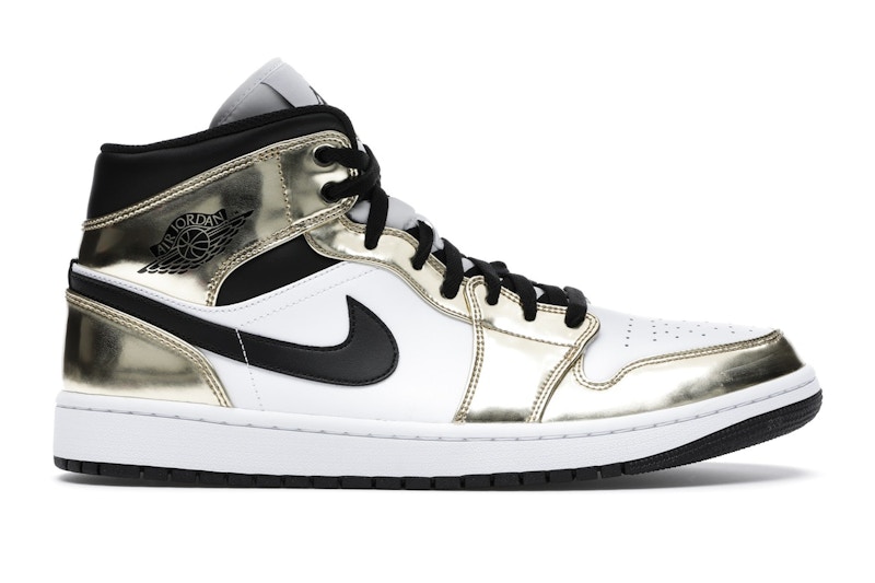 Jordan 1 Mid Metallic Gold Black White