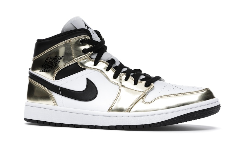 Jordan 1 Mid Metallic Gold Black White - image 3