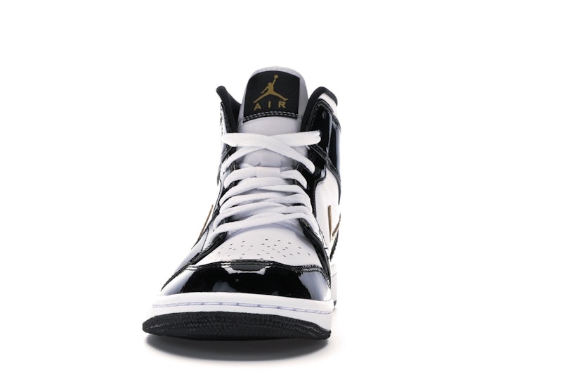 Jordan 1 Mid Patent Black White Gold - image 11