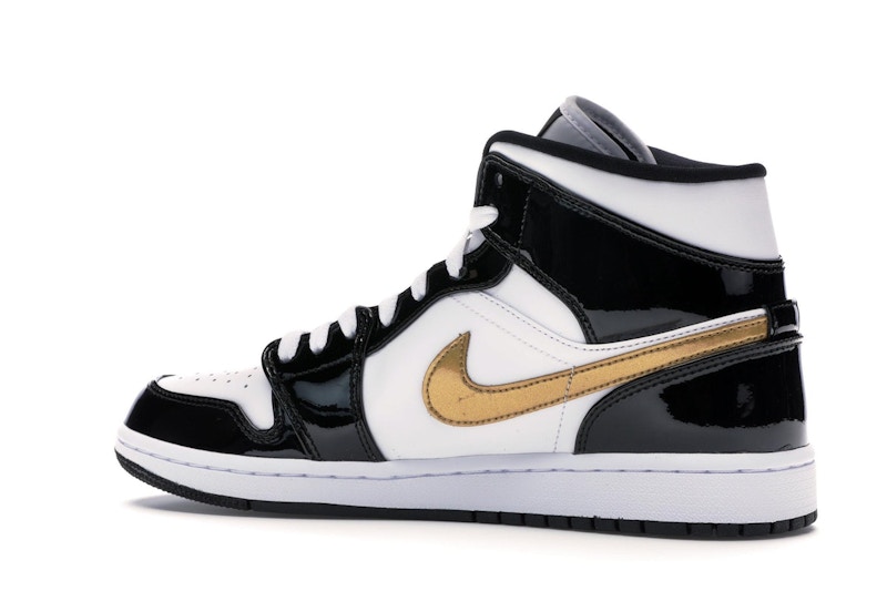 Jordan 1 Mid Patent Black White Gold - image 22