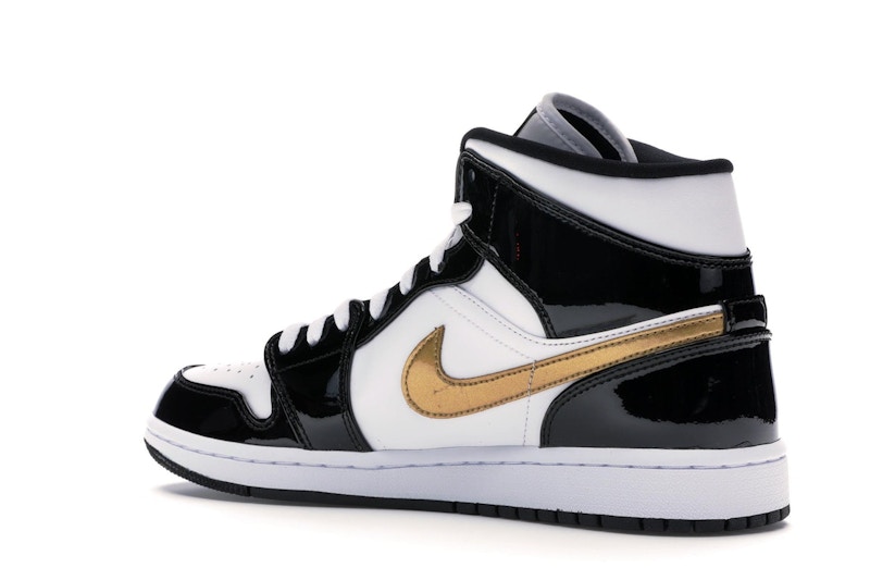 Jordan 1 Mid Patent Black White Gold - image 23
