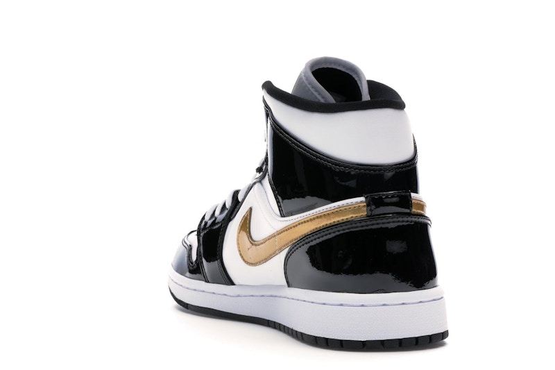 Jordan 1 Mid Patent Black White Gold - image 26