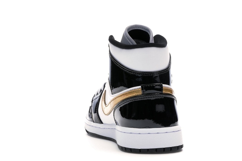 Jordan 1 Mid Patent Black White Gold - image 27
