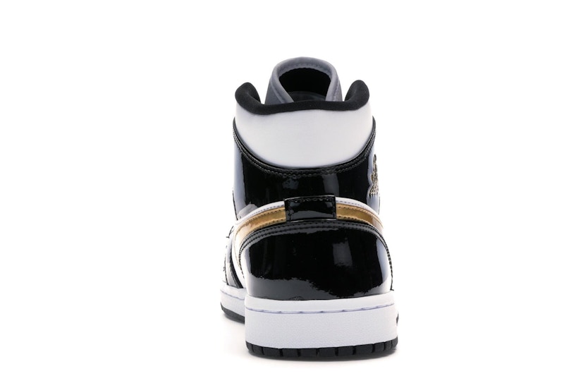 Jordan 1 Mid Patent Black White Gold - image 28