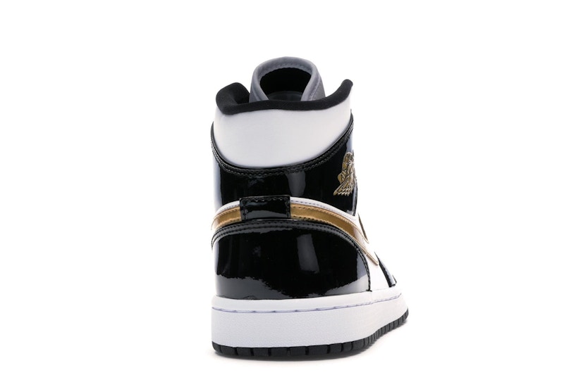 Jordan 1 Mid Patent Black White Gold - image 29