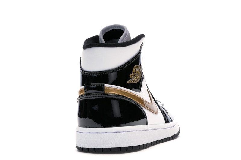 Jordan 1 Mid Patent Black White Gold - image 30