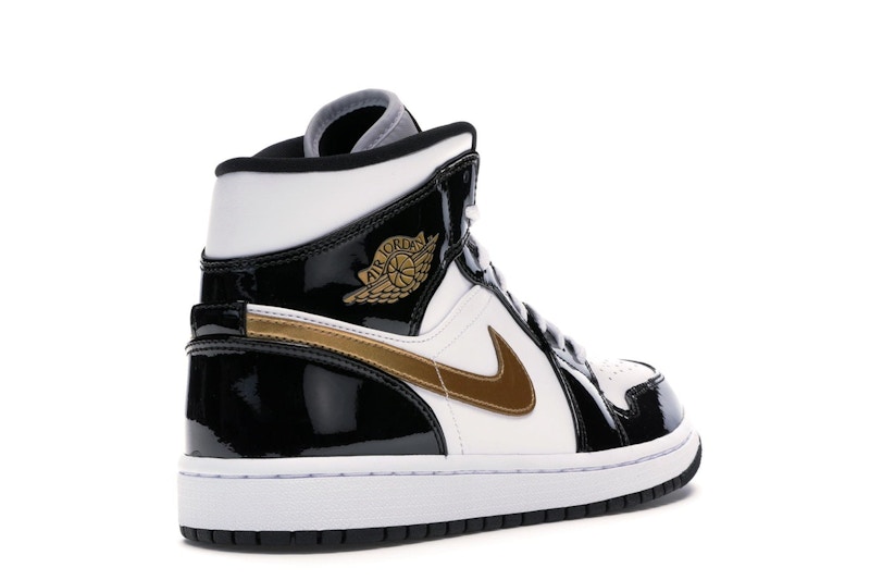 Jordan 1 Mid Patent Black White Gold - image 32