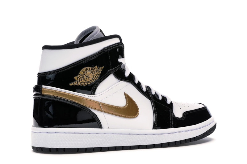 Jordan 1 Mid Patent Black White Gold - image 34