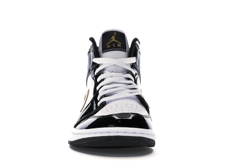 Jordan 1 Mid Patent Black White Gold - image 10
