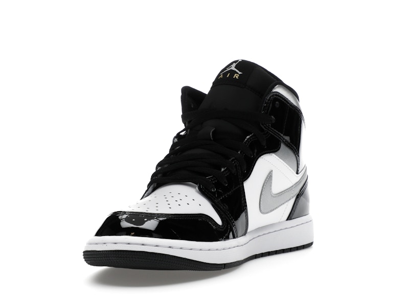 Jordan 1 Mid SE Patent Black White Metallic Silver Metallic Gold - image 13