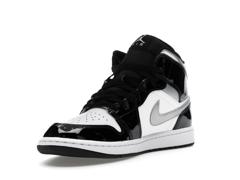 Jordan 1 Mid SE Patent Black White Metallic Silver Metallic Gold - image 14