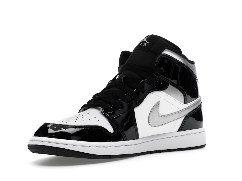Jordan 1 Mid SE Patent Black White Metallic Silver Metallic Gold - image 15