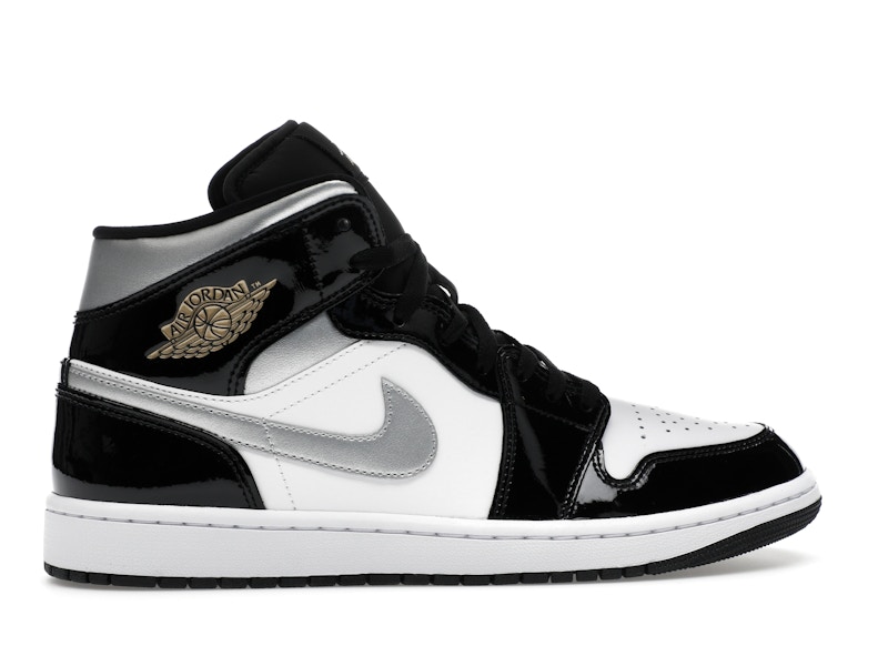 Jordan 1 Mid SE Patent Black White Metallic Silver Metallic Gold - image 36