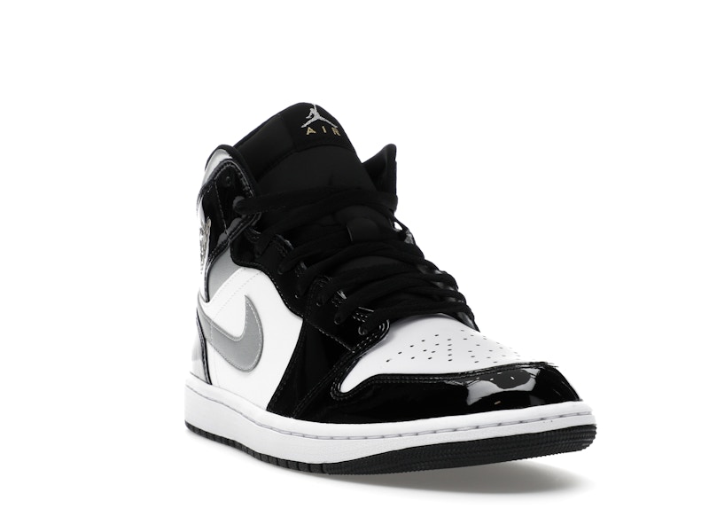 Jordan 1 Mid SE Patent Black White Metallic Silver Metallic Gold - image 7