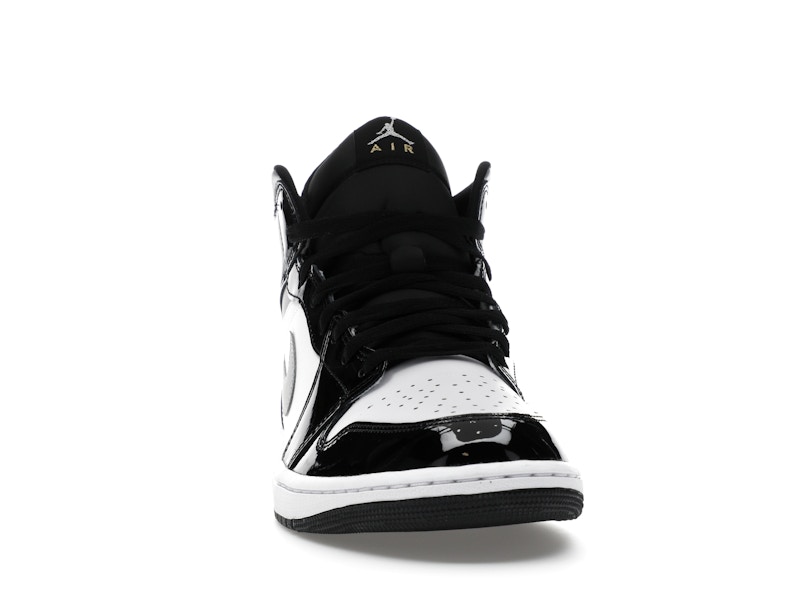 Jordan 1 Mid SE Patent Black White Metallic Silver Metallic Gold - image 9