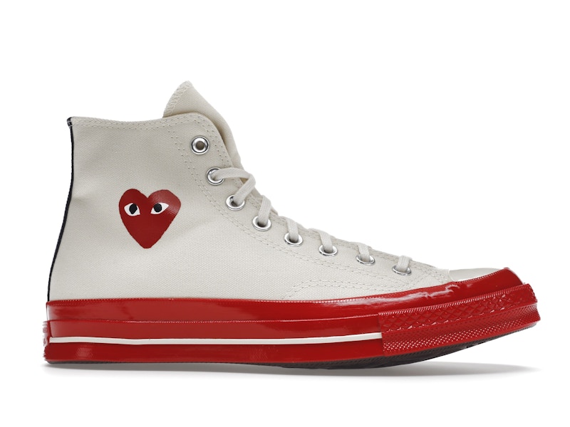 Converse Chuck Taylor All Star 70 Hi Comme des Garcons PLAY Egret Red Midsole - image 2