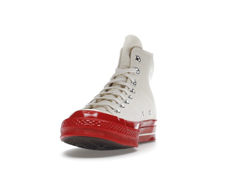 Converse Chuck Taylor All Star 70 Hi Comme des Garcons PLAY Egret Red Midsole - image 12