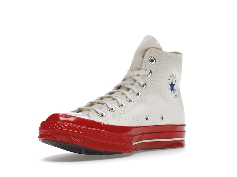 Converse Chuck Taylor All Star 70 Hi Comme des Garcons PLAY Egret Red Midsole - image 14