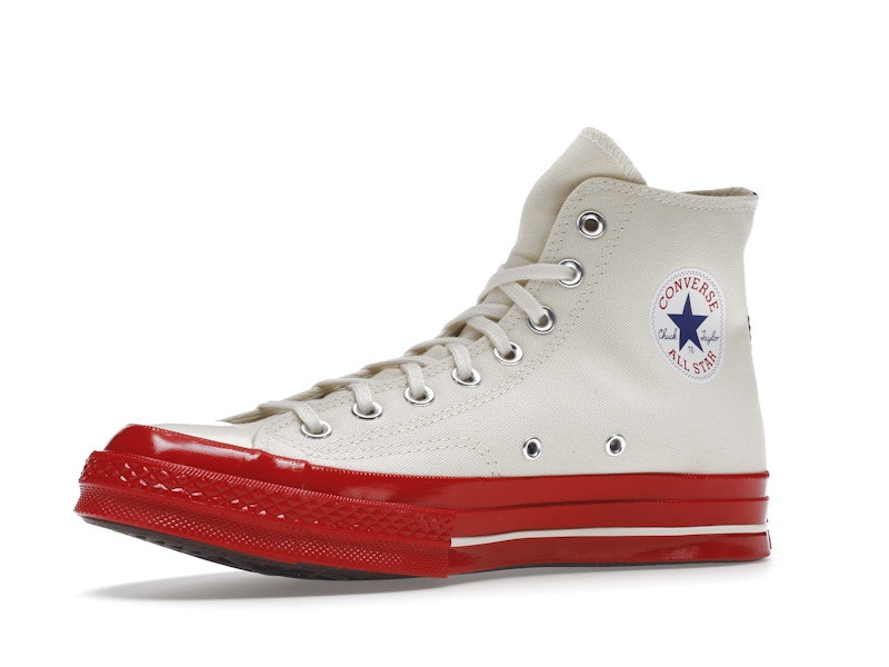 Converse Chuck Taylor All Star 70 Hi Comme des Garcons PLAY Egret Red Midsole - image 16