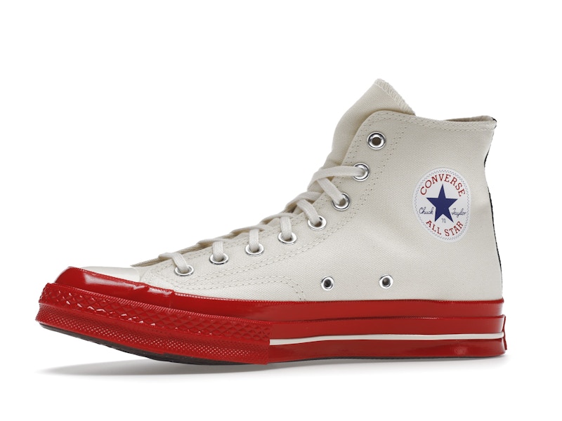 Converse Chuck Taylor All Star 70 Hi Comme des Garcons PLAY Egret Red Midsole - image 17