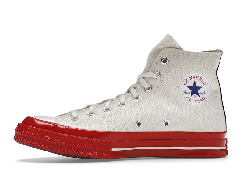 Converse Chuck Taylor All Star 70 Hi Comme des Garcons PLAY Egret Red Midsole - image 18