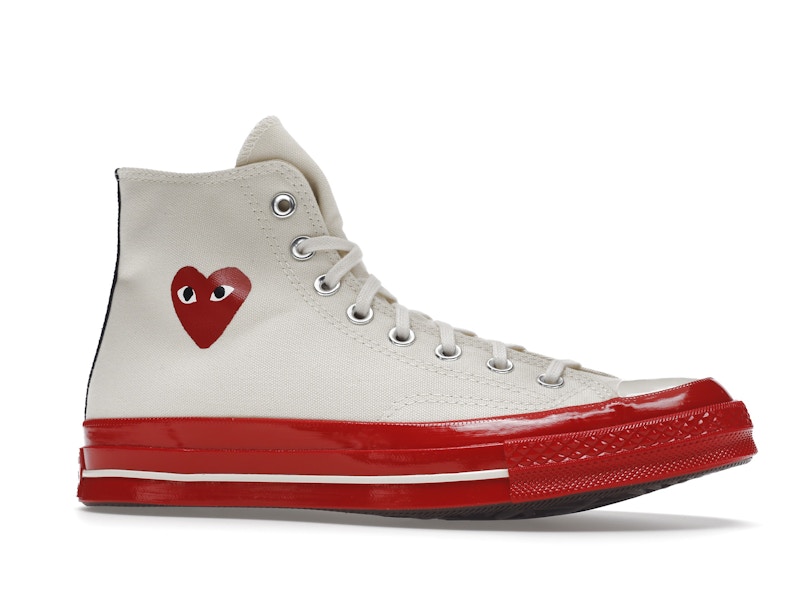 Converse Chuck Taylor All Star 70 Hi Comme des Garcons PLAY Egret Red Midsole - image 3