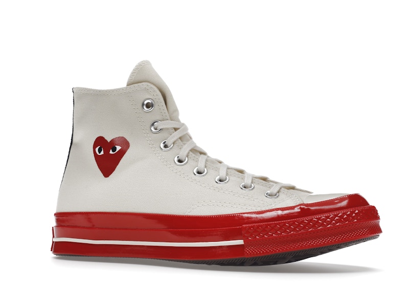 Converse Chuck Taylor All Star 70 Hi Comme des Garcons PLAY Egret Red Midsole - image 4