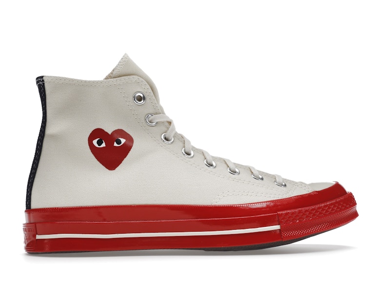 Converse Chuck Taylor All Star 70 Hi Comme des Garcons PLAY Egret Red Midsole - image 36