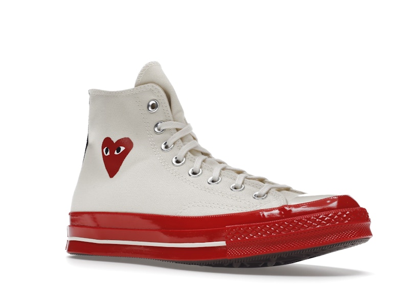 Converse Chuck Taylor All Star 70 Hi Comme des Garcons PLAY Egret Red Midsole - image 5