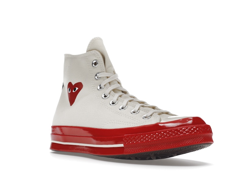 Converse Chuck Taylor All Star 70 Hi Comme des Garcons PLAY Egret Red Midsole - image 6
