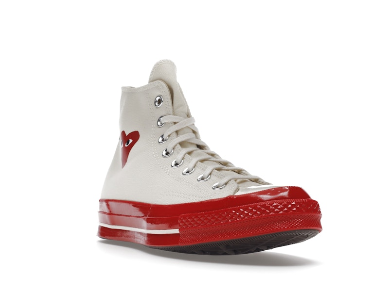 Converse Chuck Taylor All Star 70 Hi Comme des Garcons PLAY Egret Red Midsole - image 7