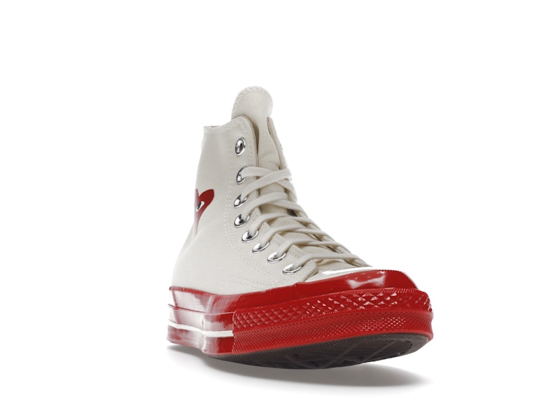 Converse Chuck Taylor All Star 70 Hi Comme des Garcons PLAY Egret Red Midsole - image 8