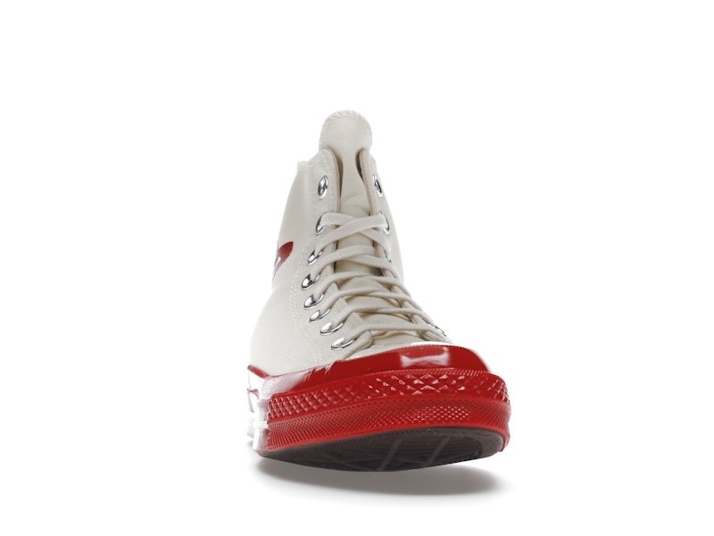 Converse Chuck Taylor All Star 70 Hi Comme des Garcons PLAY Egret Red Midsole - image 9