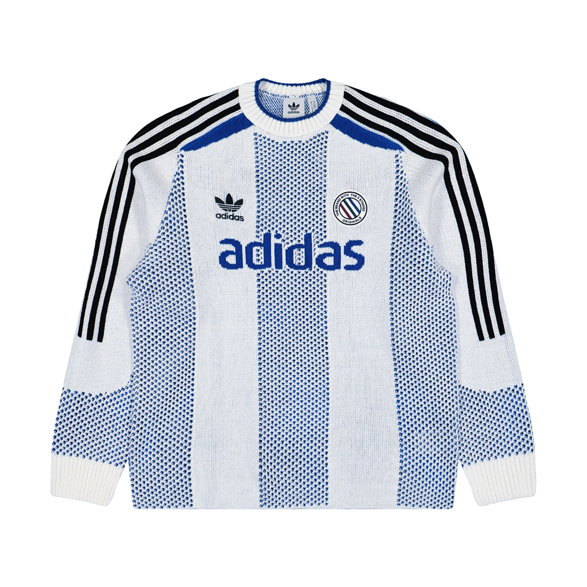 adidas Adicolor Blokecore LS Pullover 'White & Blue'